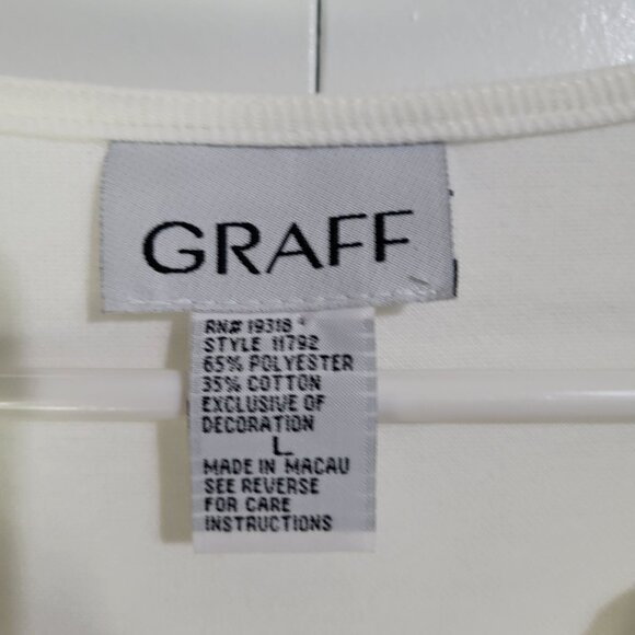 VTG Women's SZ LG Graff Knit Scalloped Pearl Button Top Blouse Floral Grandma - Picture 5 of 9